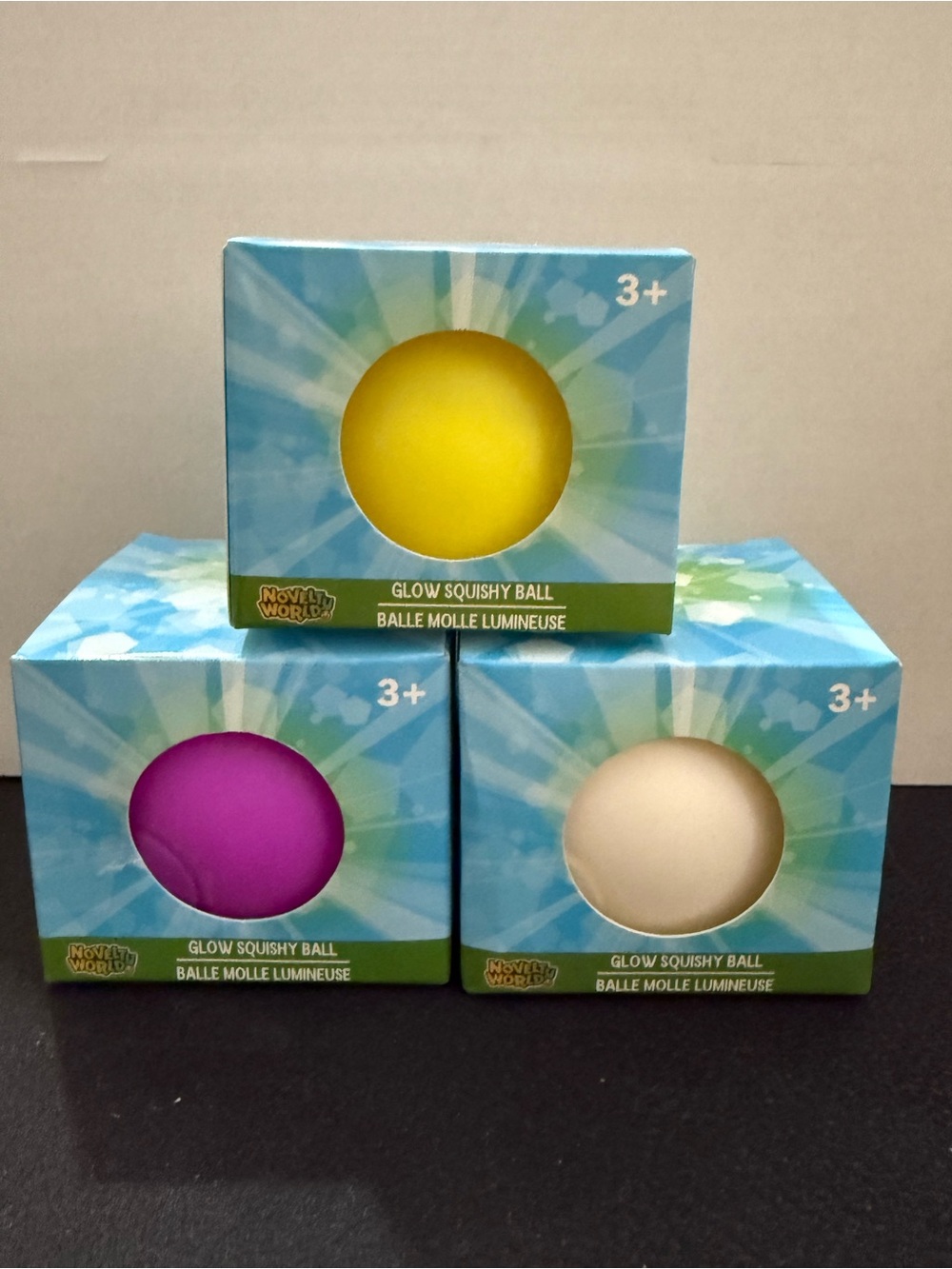 Glow Squishy Ball - Yellow, Purple, Cream -